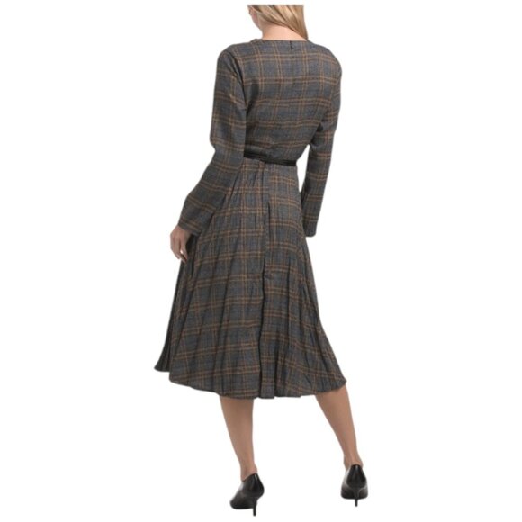 NANCY YANG Multi Belted Plaid Midi Dress - Picture 2 of 2